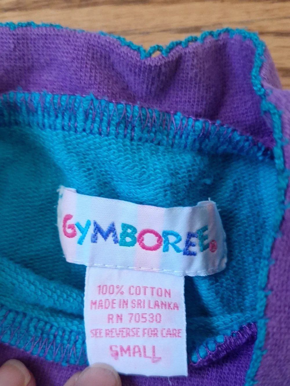 Vintage Gymboree Rainbow Tag Turquoise & Purple Floral Long Sleeve Dress S